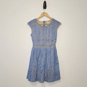Blue Altar'd State Lace Cut Out Short Sleeve Dress